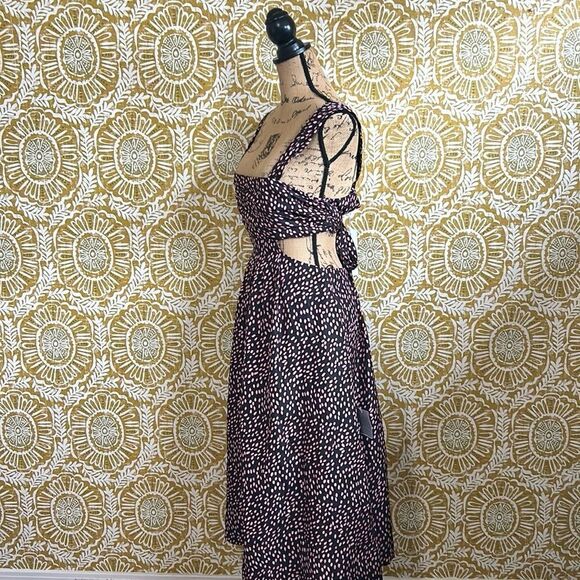 NWT Rebecca Vallance Cha Cha Silk Polka Dot Cutout Pleated Midi Dress size 6 - Picture 9 of 14